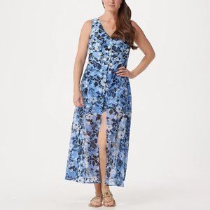 Du Jour Sleeveless Printed Romper w/ Skirt Overlay 10688